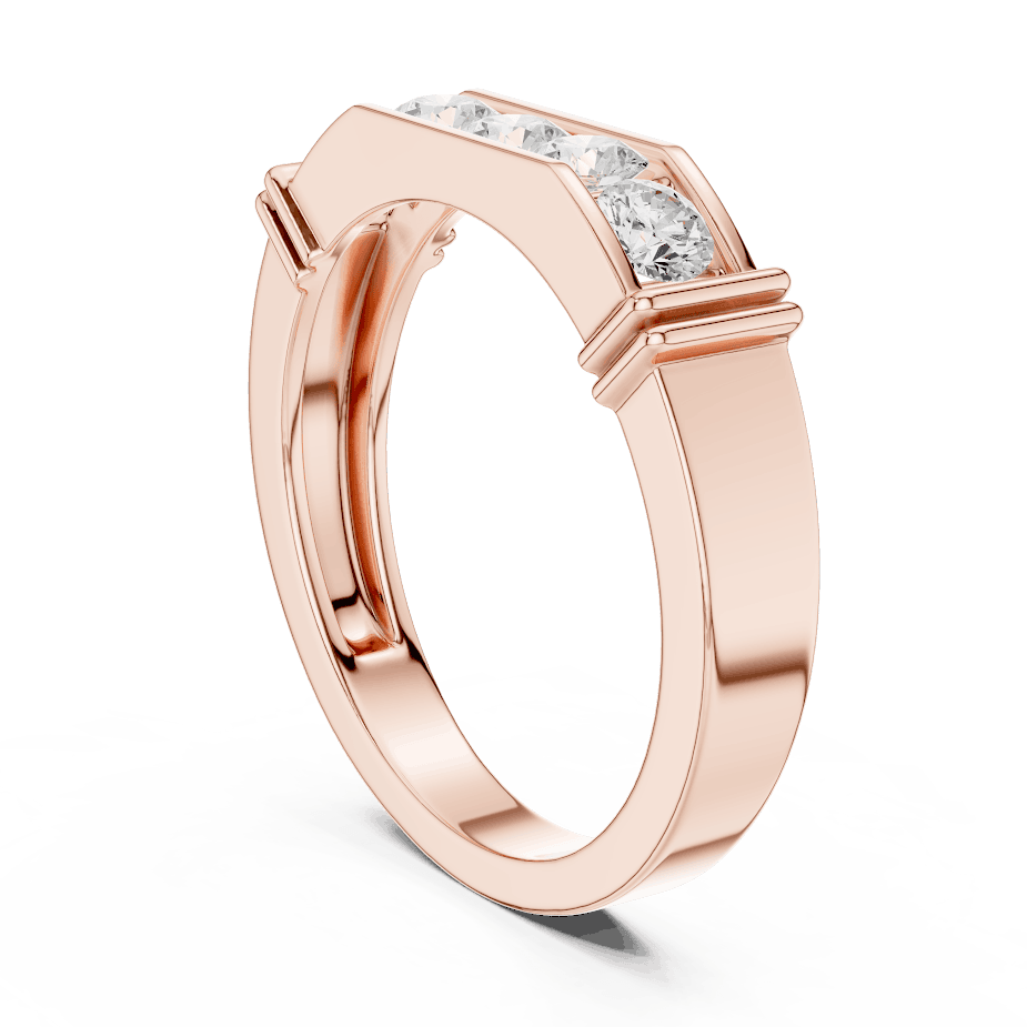 Contemporary channel-set diamond ring featuring brilliant round stones on a sleek polished band by Orova Jewels.