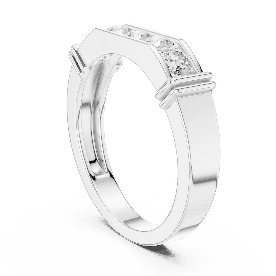 Contemporary channel-set diamond ring featuring brilliant round stones on a sleek polished band by Orova Jewels.
