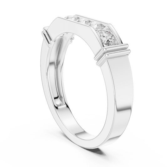 Contemporary channel-set diamond ring featuring brilliant round stones on a sleek polished band by Orova Jewels.