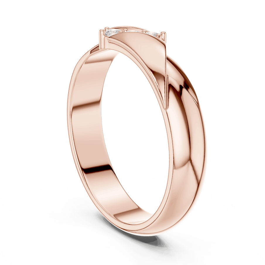 Modern curved diamond accent ring featuring a sleek polished band with a contemporary sweeping design and sparkling round diamonds by Orova Jewels.