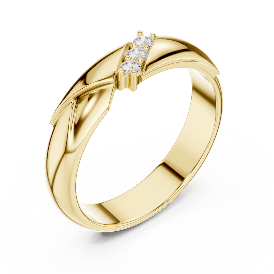 Modern curved diamond accent ring featuring a sleek polished band with a contemporary sweeping design and sparkling round diamonds by Orova Jewels.