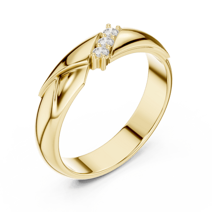 Modern curved diamond accent ring featuring a sleek polished band with a contemporary sweeping design and sparkling round diamonds by Orova Jewels.