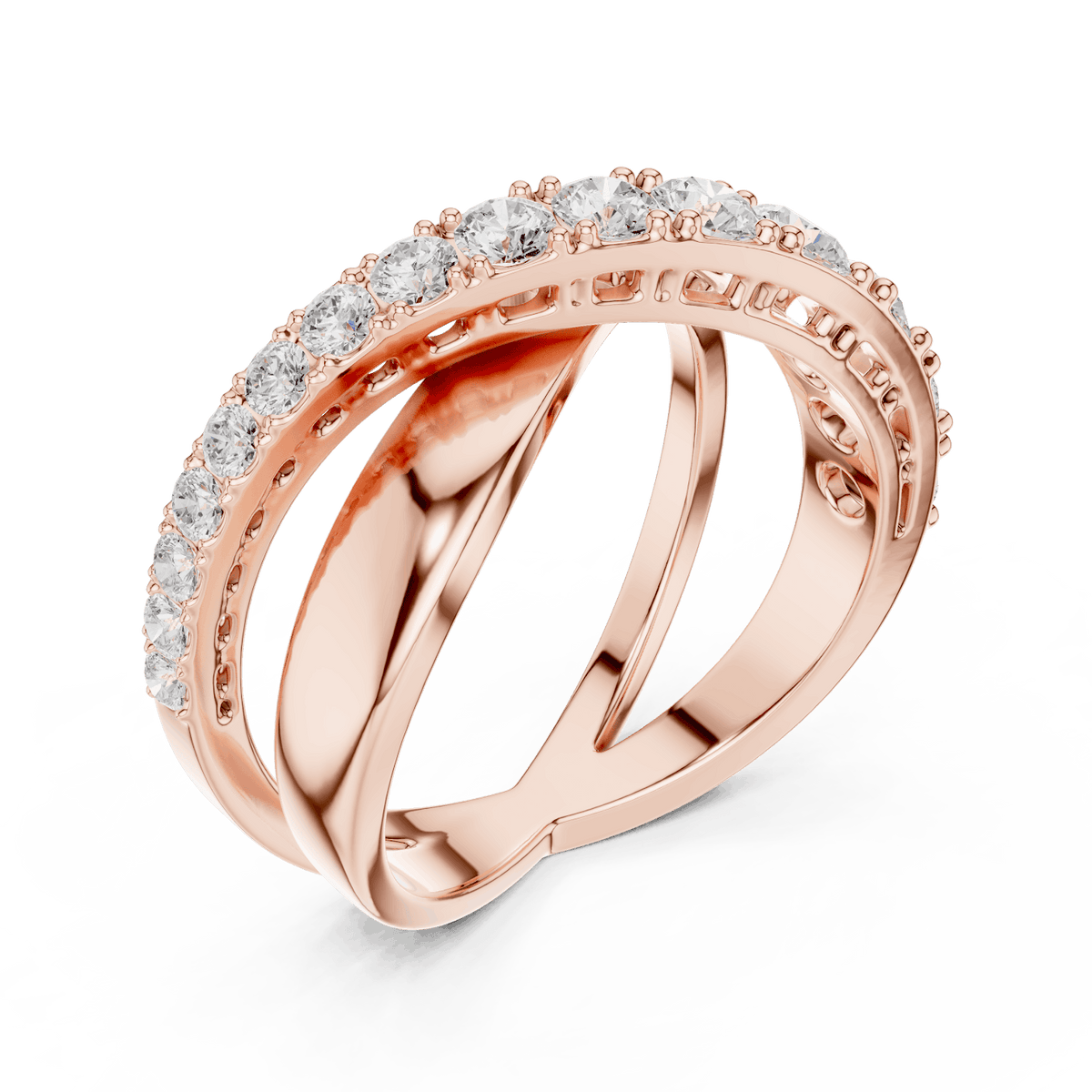 Criss Cross Diamond Band Ring