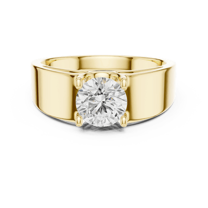 Classic solitaire diamond engagement ring featuring a brilliant round-cut stone in a four-prong setting with a sleek polished band by Orova Jewels.