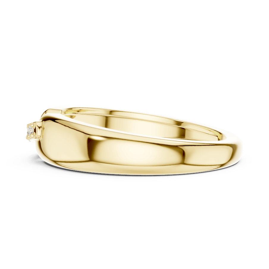 Classic diamond wedding band ring featuring a polished band with a row of sparkling round diamonds by Orova Jewels.