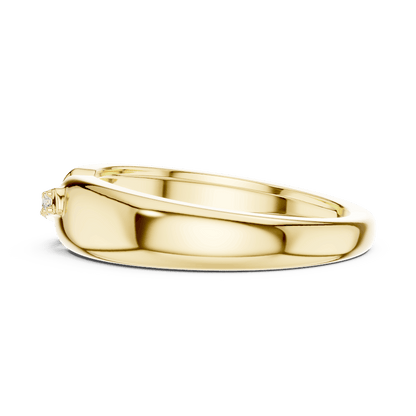 Classic diamond wedding band ring featuring a polished band with a row of sparkling round diamonds by Orova Jewels.