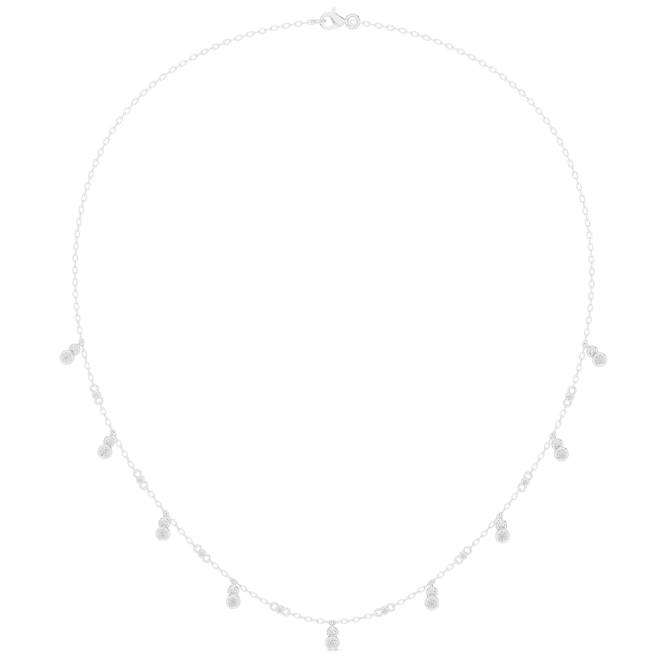 Dainty diamond dangle necklace featuring delicate sparkling drop charms on a fine chain by Orova Jewels.