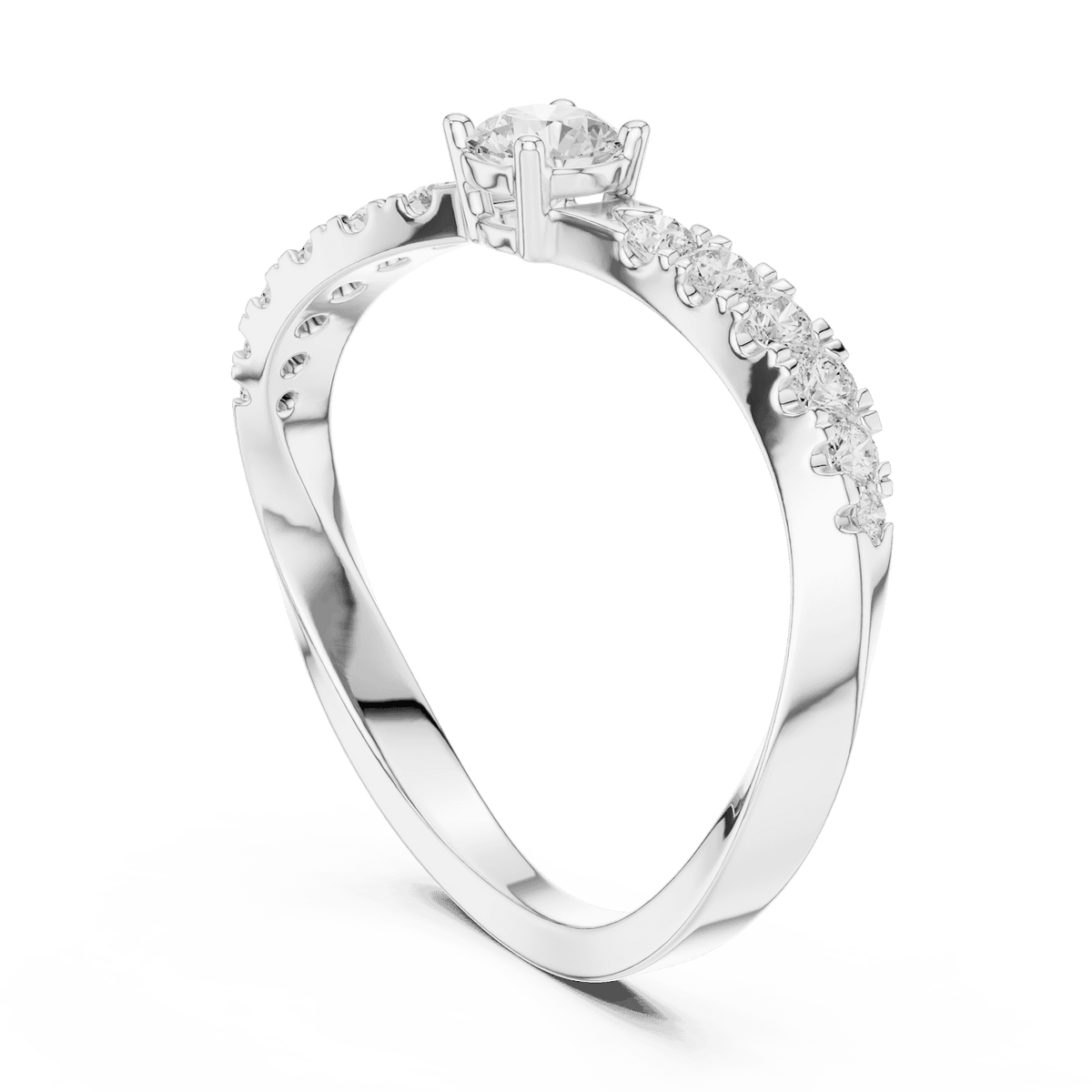 Classic solitaire diamond ring featuring a brilliant round-cut center stone with a sparkling pavé-set band and polished finish by Orova Jewels