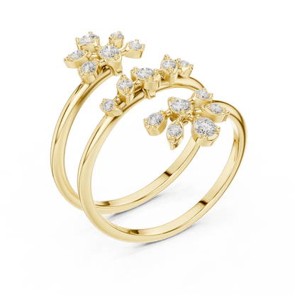 Diamond floral hoop earrings featuring sparkling flower-shaped diamond clusters on sleek polished hoops by Orova Jewels.