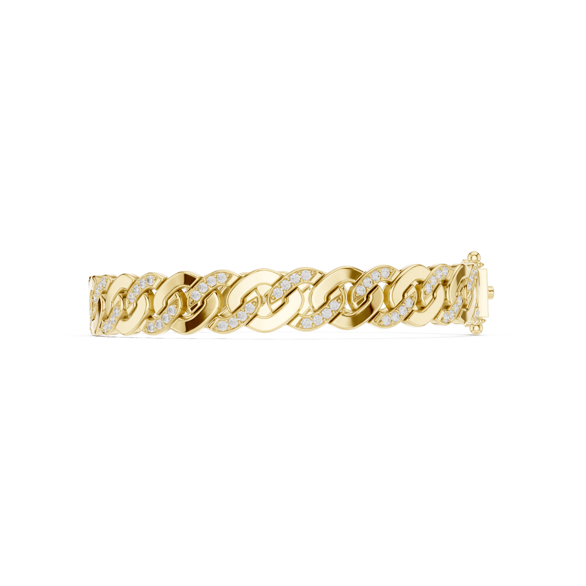 Diamond Cuban link chain bracelet featuring polished interlocking links with sparkling stone accents and a secure box clasp by Orova Jewels.