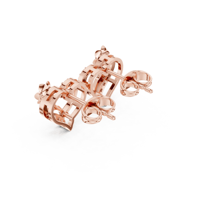 Heart diamond stud earrings featuring an elegant open-heart design with sparkling stone accents and secure push-back closures by Orova Jewels.