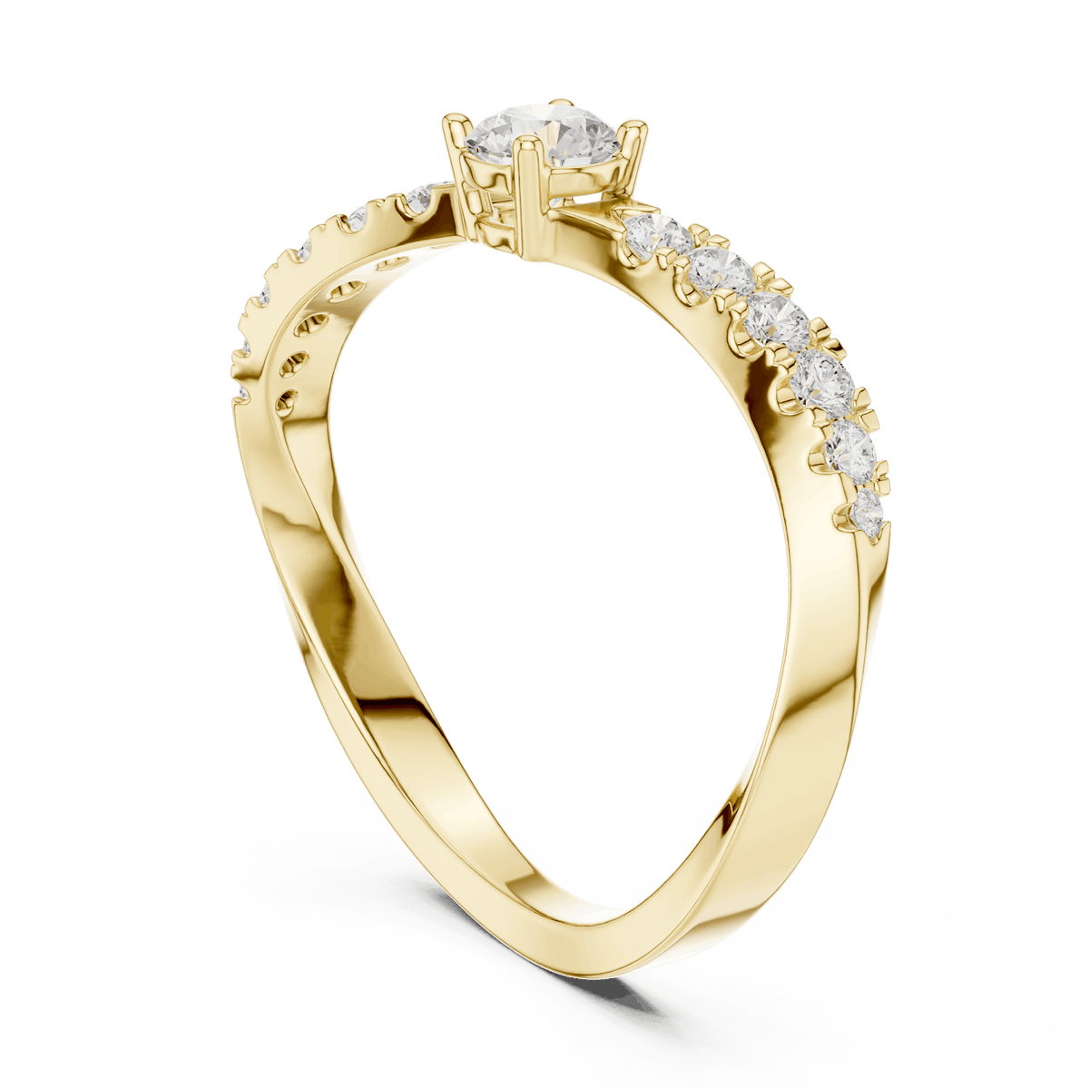 Classic solitaire diamond ring featuring a brilliant round-cut center stone with a sparkling pavé-set band and polished finish by Orova Jewels