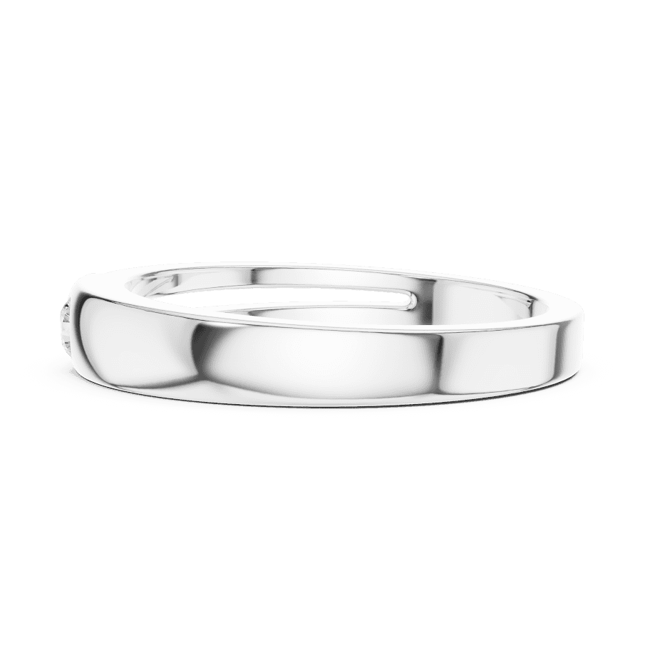 Minimalist solitaire diamond band ring with a sleek polished design and a single sparkling stone by Orova Jewels.