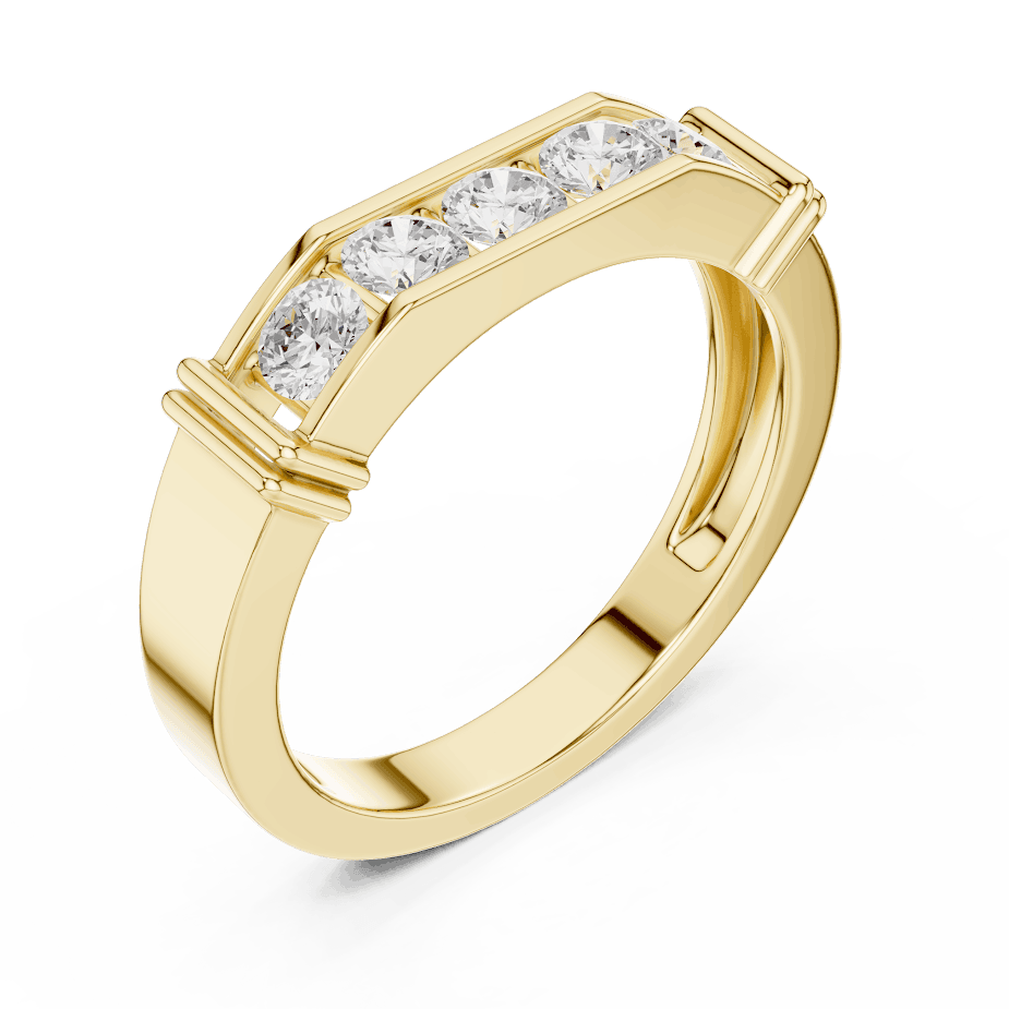 Contemporary channel-set diamond ring featuring brilliant round stones on a sleek polished band by Orova Jewels.