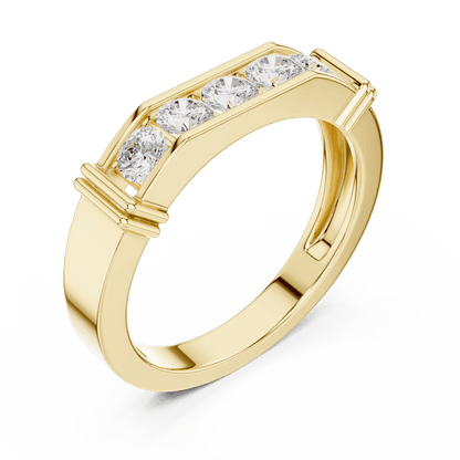 Contemporary channel-set diamond ring featuring brilliant round stones on a sleek polished band by Orova Jewels.