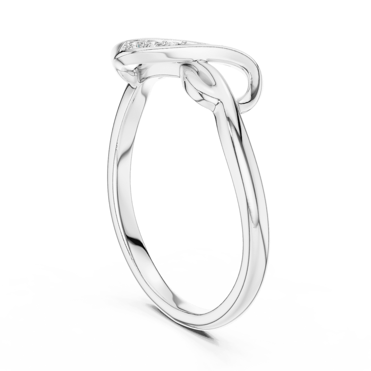 Twisted Infinity Diamond Ring featuring an elegant crossover band with sparkling accent stones and a polished finish by Orova Jewels.