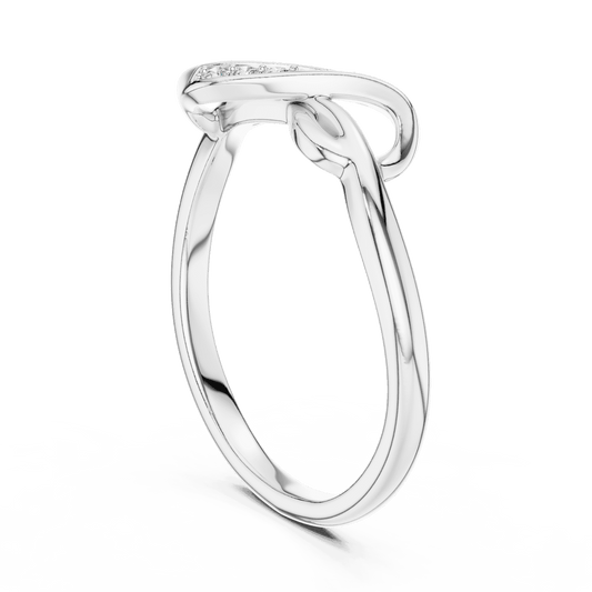 Twisted Infinity Diamond Ring featuring an elegant crossover band with sparkling accent stones and a polished finish by Orova Jewels.