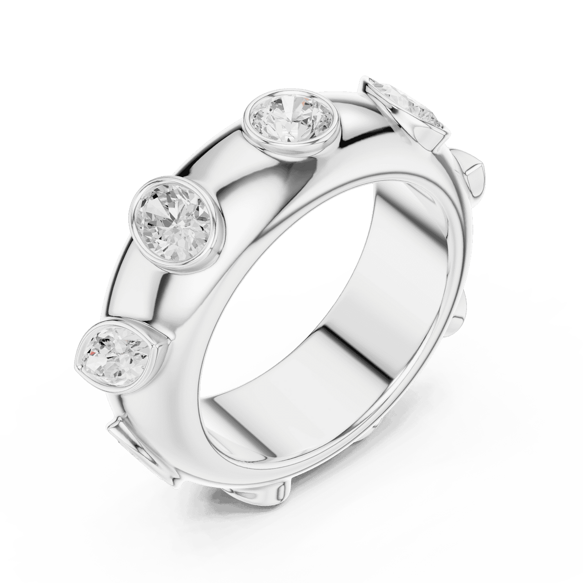 Marquise diamond eternity band ring featuring alternating marquise and round brilliant stones on a polished band by Orova Jewels.