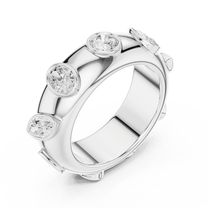 Marquise diamond eternity band ring featuring alternating marquise and round brilliant stones on a polished band by Orova Jewels.