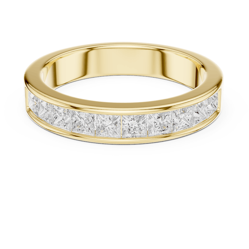 Princess Cut Diamond Channel Band Ring featuring a row of channel-set princess-cut diamonds on a polished band by Orova Jewels.