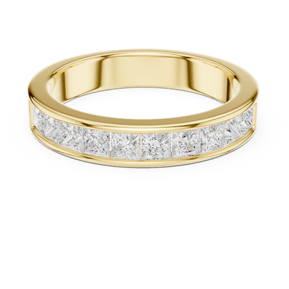 Princess Cut Diamond Channel Band Ring featuring a row of channel-set princess-cut diamonds on a polished band by Orova Jewels.