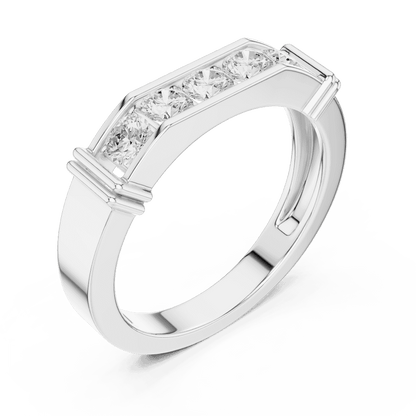 Contemporary channel-set diamond ring featuring brilliant round stones on a sleek polished band by Orova Jewels.