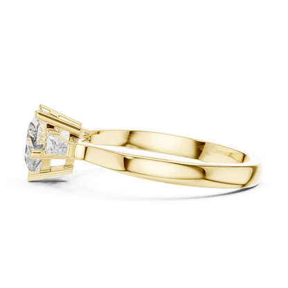 Classic solitaire diamond engagement ring featuring a round brilliant center stone in a four-prong setting with a polished band by Orova Jewels.