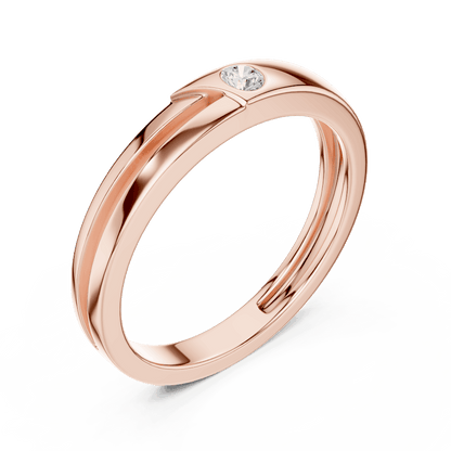 Minimalist solitaire diamond band ring with a sleek polished design and a single sparkling stone by Orova Jewels.