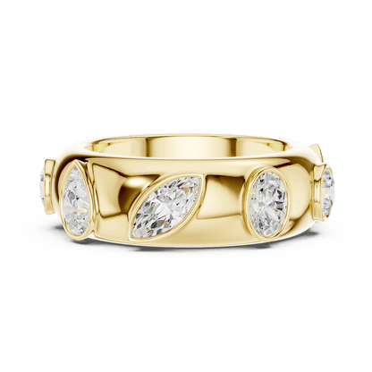 Marquise diamond eternity band ring featuring alternating marquise and round brilliant stones on a polished band by Orova Jewels.