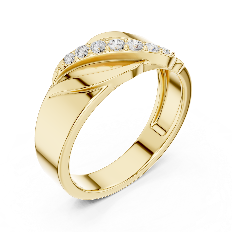 Modern twist solitaire diamond ring featuring a sleek crossover band and sparkling round center stone by Orova Jewels.