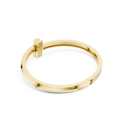 Modern pavé diamond nail bangle featuring a sleek polished nail-inspired design with sparkling pavé-set diamonds by Orova Jewels.