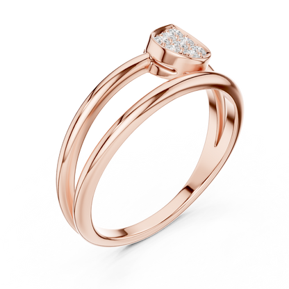 Marquise Cluster Diamond Ring featuring a marquise-shaped cluster of round diamonds on a sleek split-style polished band by Orova Jewels.