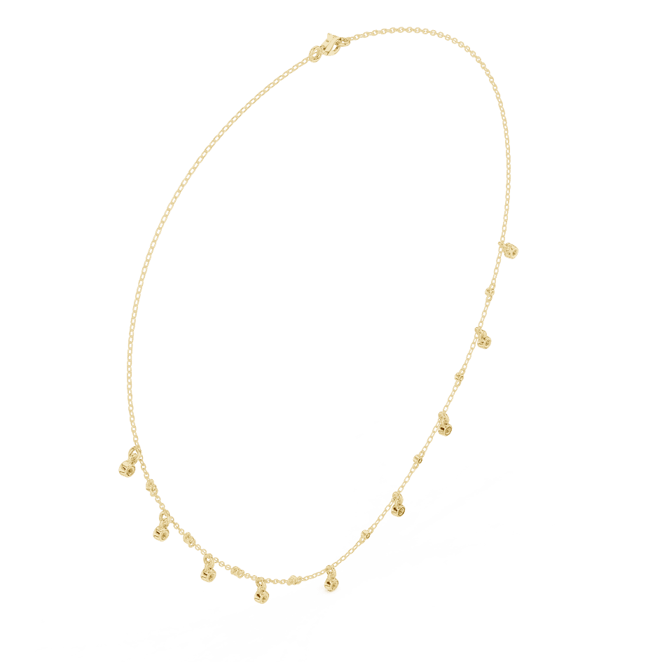 Dainty diamond dangle necklace featuring delicate sparkling drop charms on a fine chain by Orova Jewels.