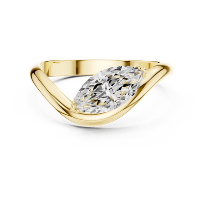 Marquise solitaire diamond ring featuring an elegant marquise-cut center stone on a sleek polished band by Orova Jewels.