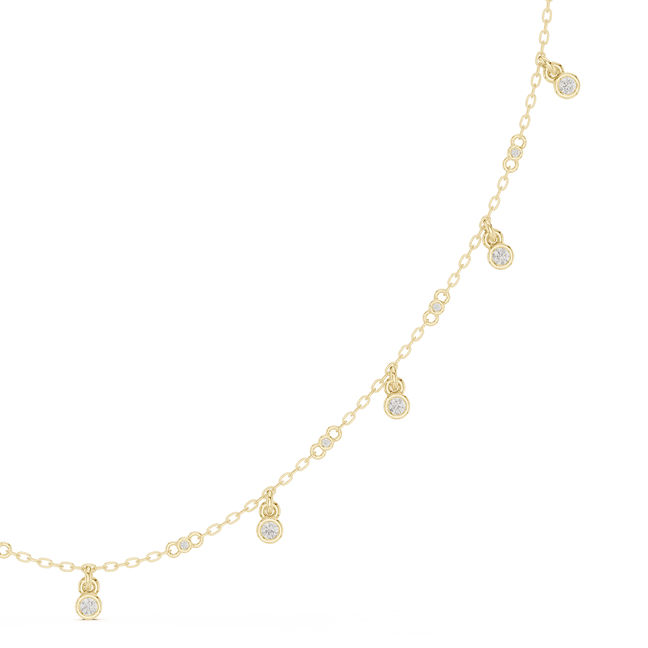 Dainty diamond dangle necklace featuring delicate sparkling drop charms on a fine chain by Orova Jewels.