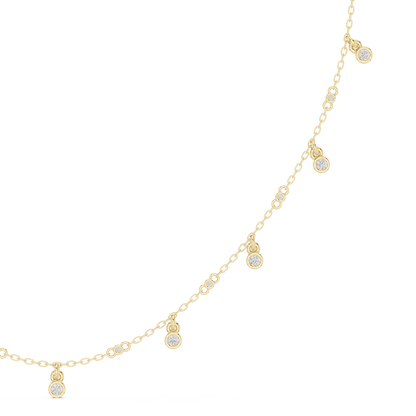 Dainty diamond dangle necklace featuring delicate sparkling drop charms on a fine chain by Orova Jewels.