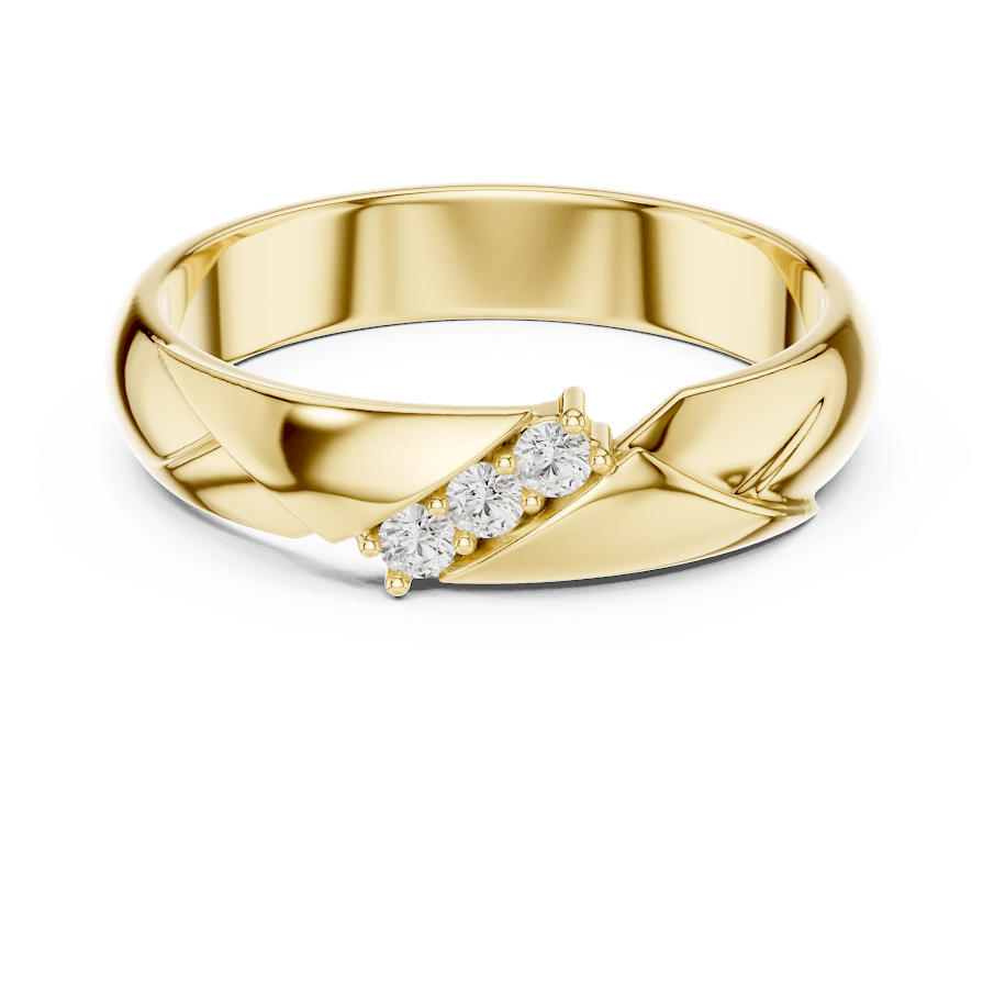 Modern curved diamond accent ring featuring a sleek polished band with a contemporary sweeping design and sparkling round diamonds by Orova Jewels.