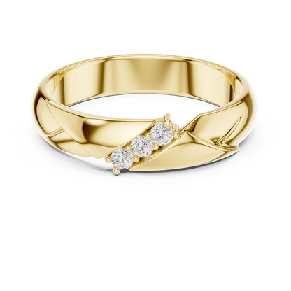 Modern curved diamond accent ring featuring a sleek polished band with a contemporary sweeping design and sparkling round diamonds by Orova Jewels.