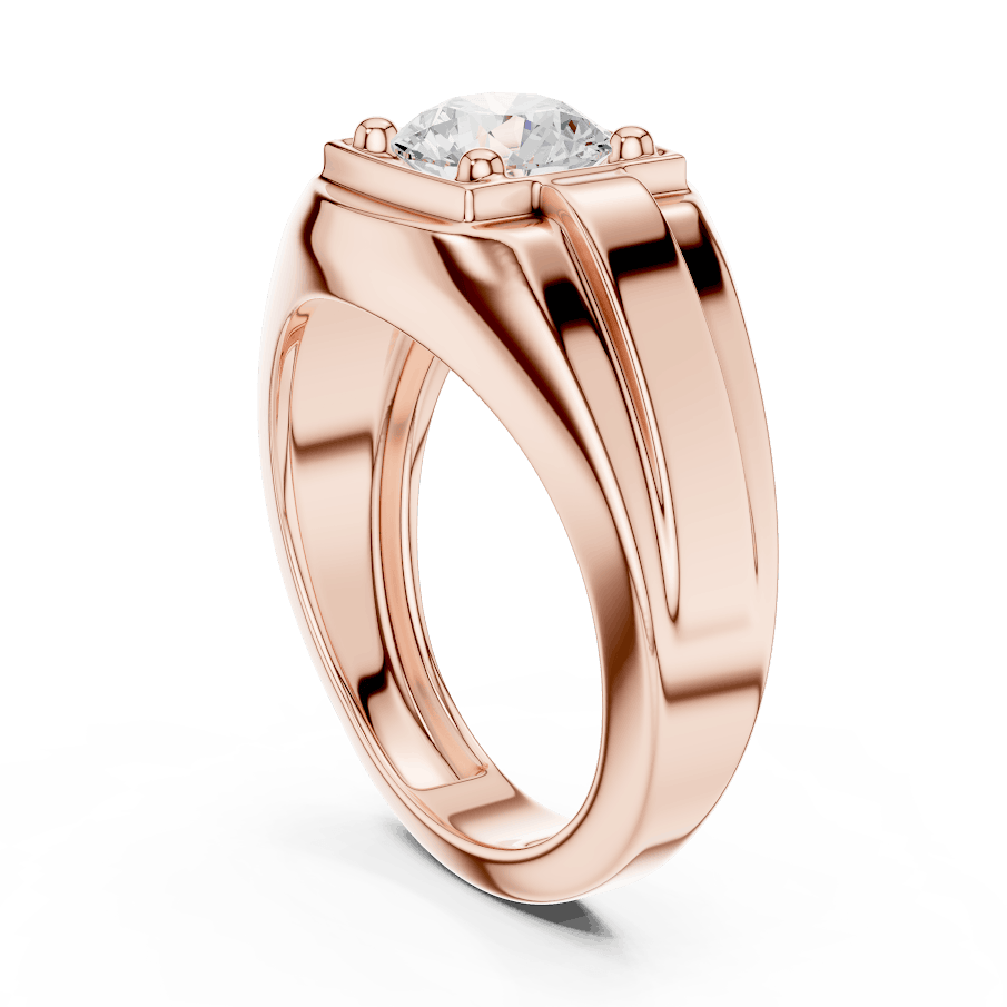 Classic solitaire diamond engagement ring featuring a brilliant round center stone in a four-prong setting with a polished band by Orova Jewels.