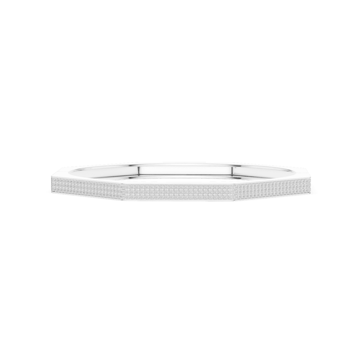 Geometric diamond bangle bracelet featuring a sleek octagonal design with a pavé-set diamond accent panel and polished finish by Orova Jewels.