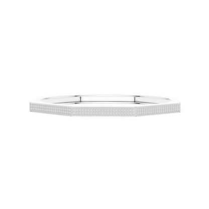 Geometric diamond bangle bracelet featuring a sleek octagonal design with a pavé-set diamond accent panel and polished finish by Orova Jewels.