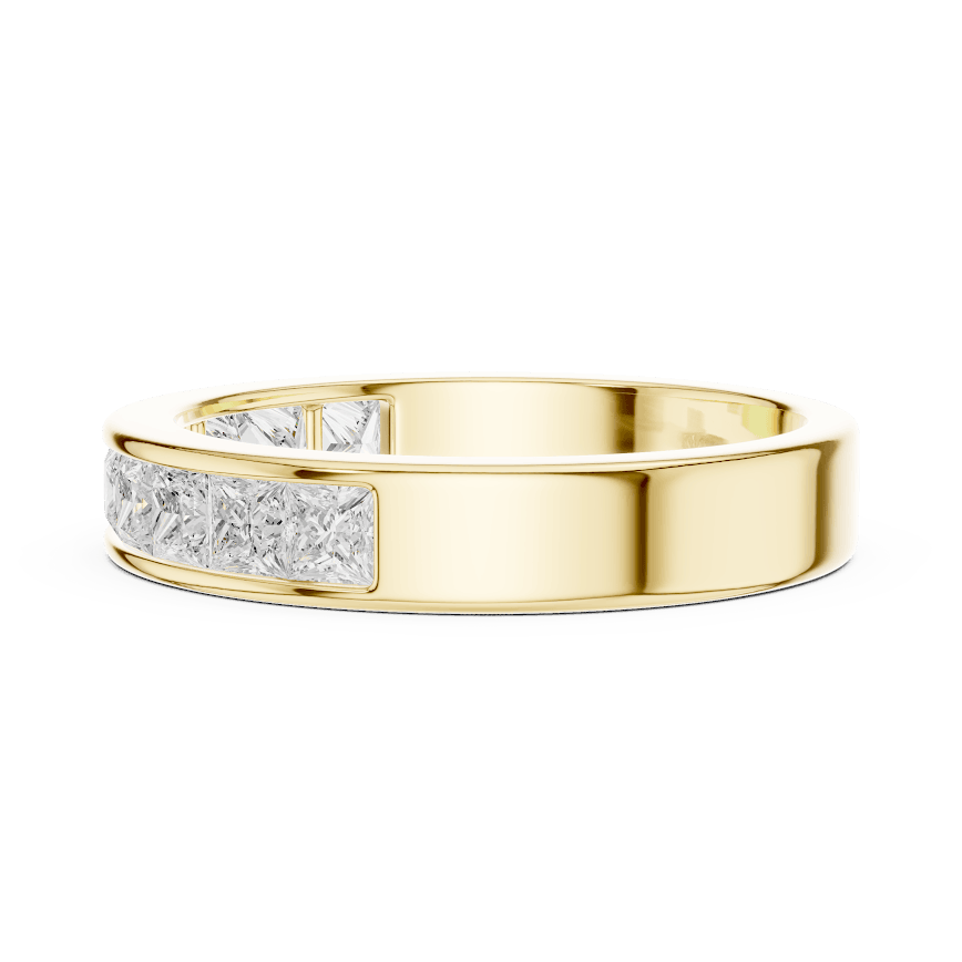Princess Cut Diamond Channel Band Ring featuring a row of channel-set princess-cut diamonds on a polished band by Orova Jewels.