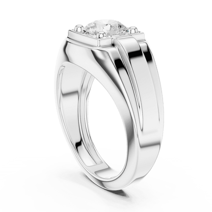 Classic solitaire diamond engagement ring featuring a brilliant round center stone in a four-prong setting with a polished band by Orova Jewels.