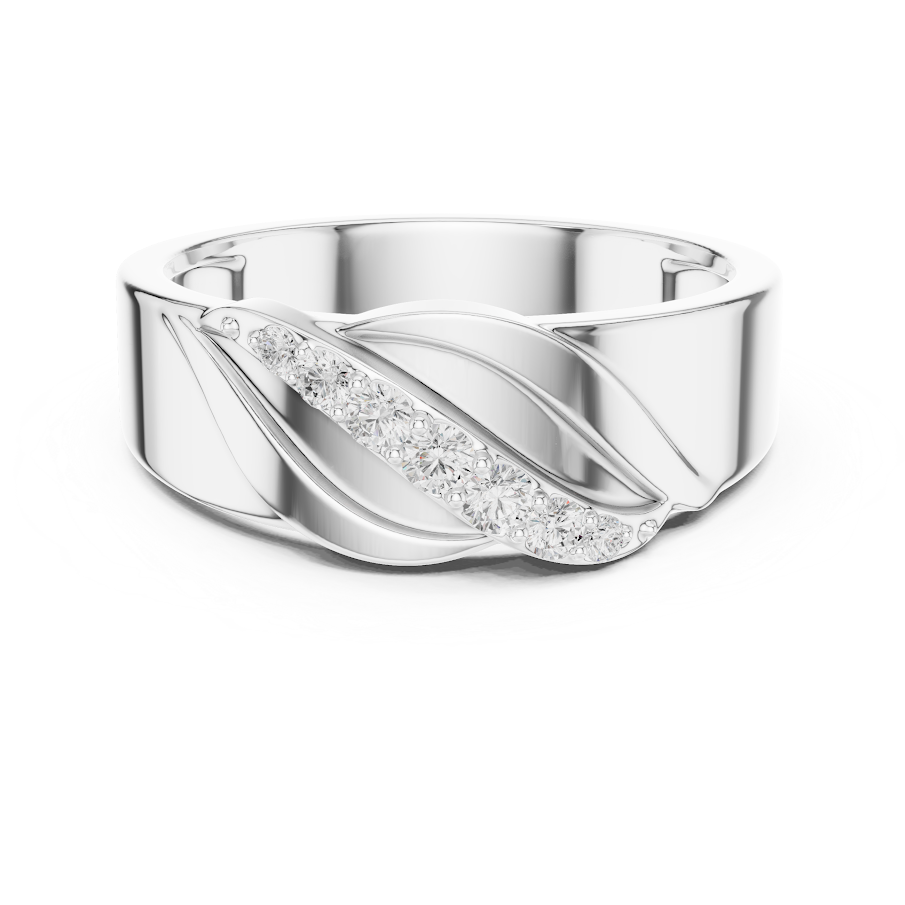 Modern twist solitaire diamond ring featuring a sleek crossover band and sparkling round center stone by Orova Jewels.