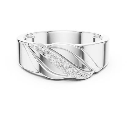 Modern twist solitaire diamond ring featuring a sleek crossover band and sparkling round center stone by Orova Jewels.