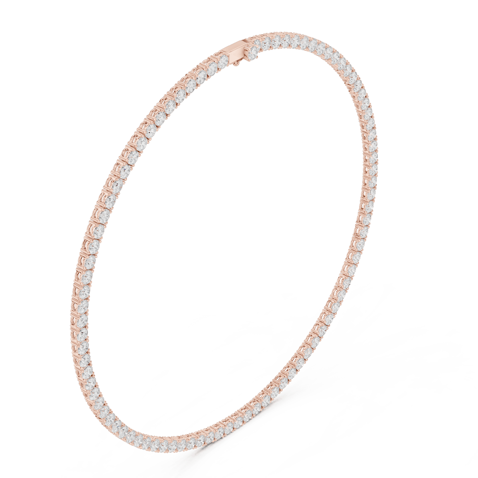 Classic round diamond tennis necklace with a continuous line of sparkling stones by Orova Jewels.