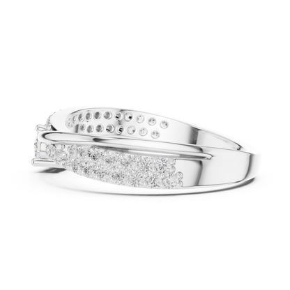 Pavé Diamond Solitaire Engagement Ring featuring a brilliant solitaire setting with a sparkling pavé diamond band and polished finish by Orova Jewels.