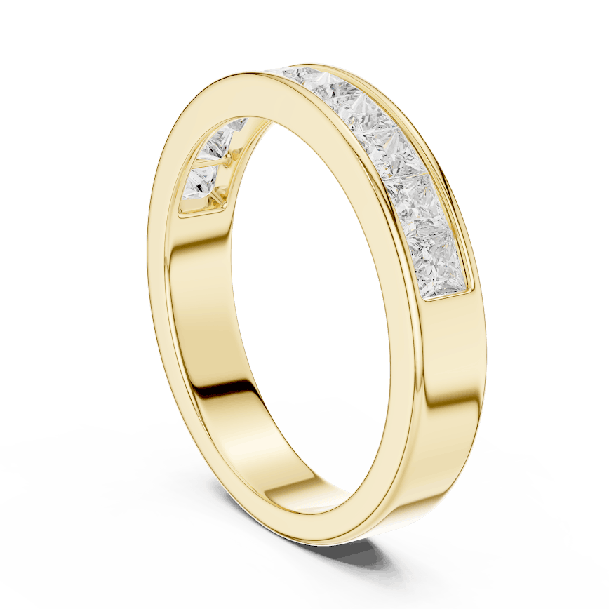 Princess Cut Diamond Channel Band Ring featuring a row of channel-set princess-cut diamonds on a polished band by Orova Jewels.