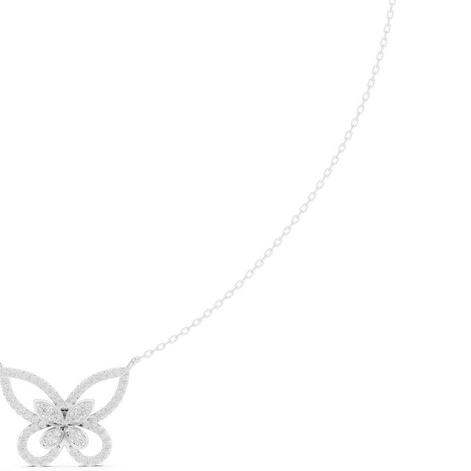 Butterfly diamond pendant necklace featuring a delicate butterfly-inspired design on a fine chain by Orova Jewels.