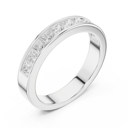 Princess Cut Diamond Channel Band Ring featuring a row of channel-set princess-cut diamonds on a polished band by Orova Jewels.
